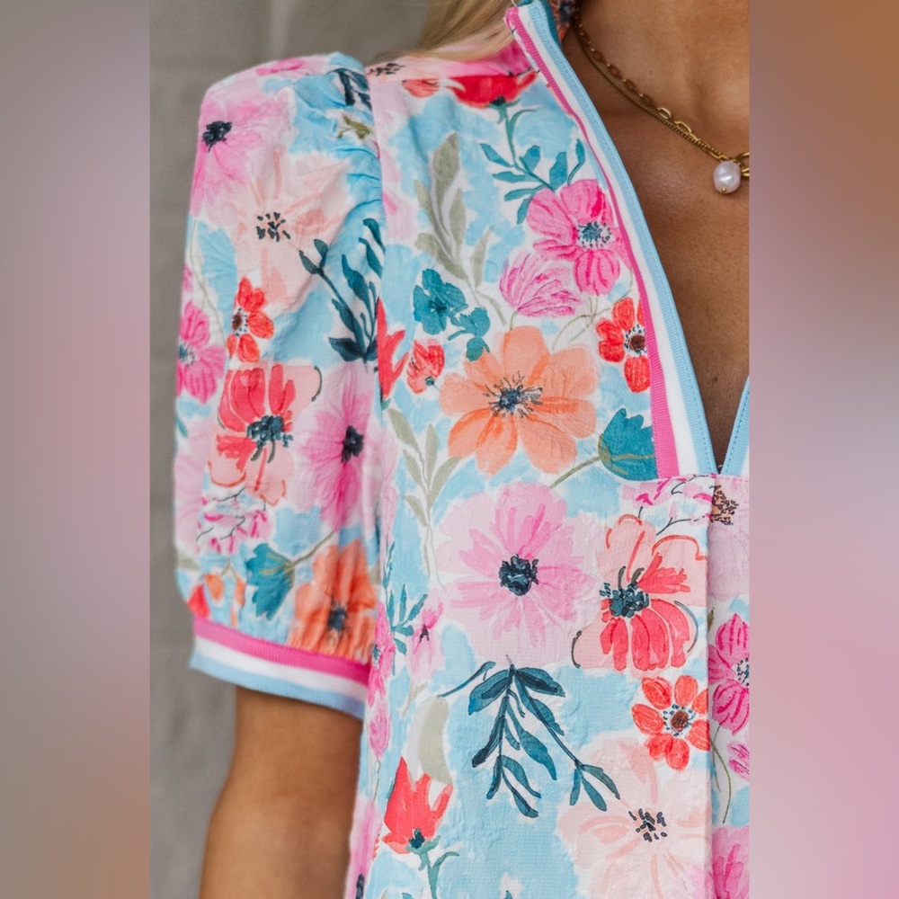 Umgee Pink Floral Blouse - Picture 5 of 11